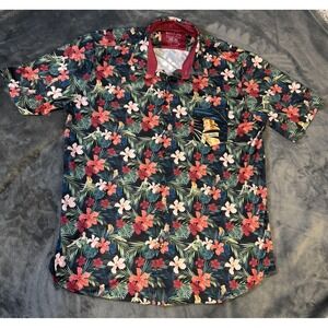 Biciclista Shirt Mens L‎ Hawaiian Pin-Up Floral Moonlight Swim Made in Italy